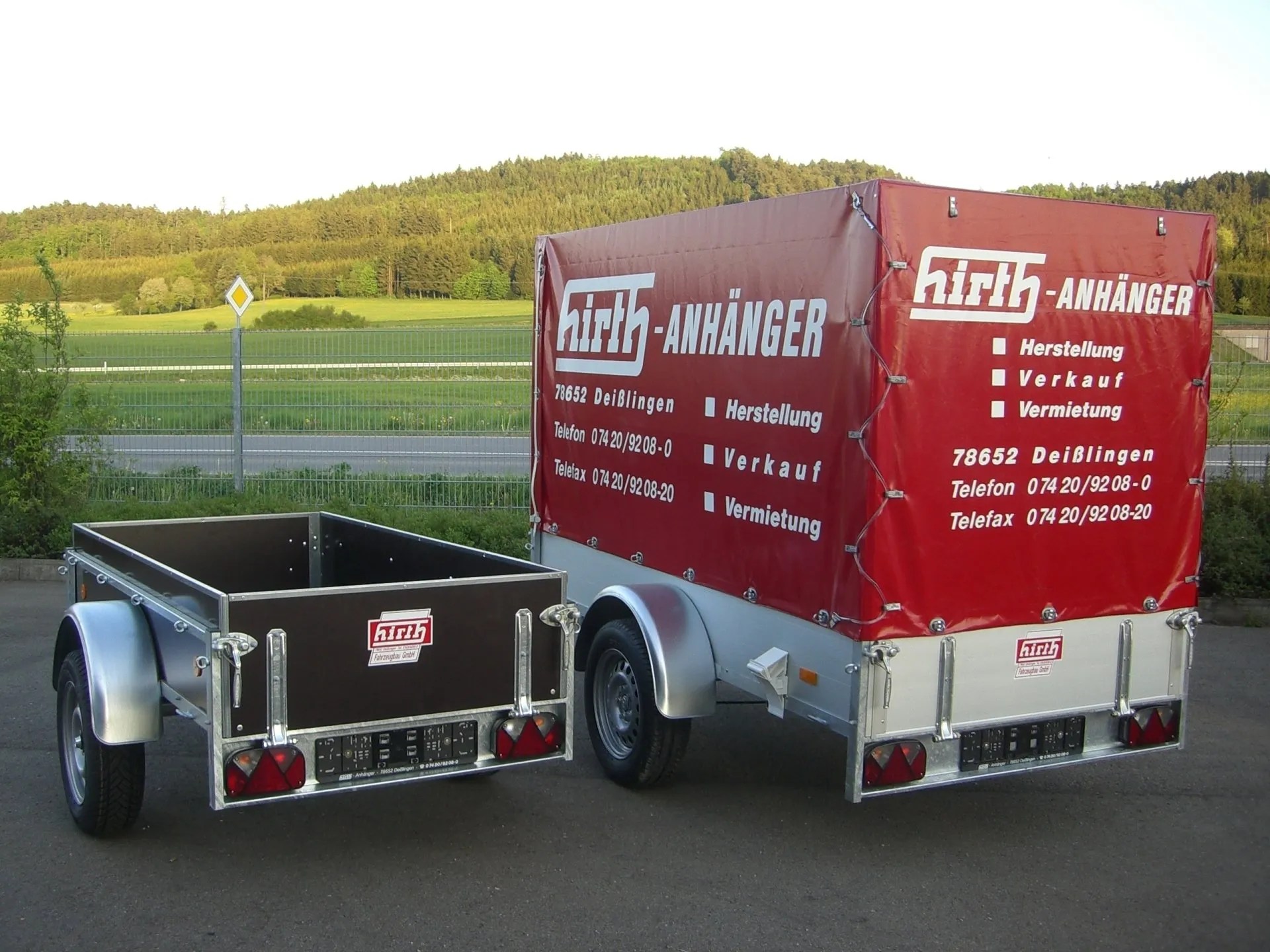 Hirth Anhänger Hochlader, Tieflader, Kipper, Vermietung