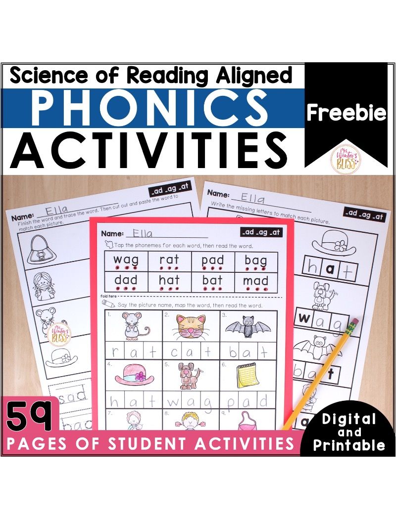 FREE Phonics Activities printable & digital Science of Reading Lead in Literacy Resources For Kindergarten, 1st & 2nd Grade FREE Phonics Activities printable & digital Science of Reading Lead in Literacy Resources For Kindergarten, 1st & 2nd Grade
