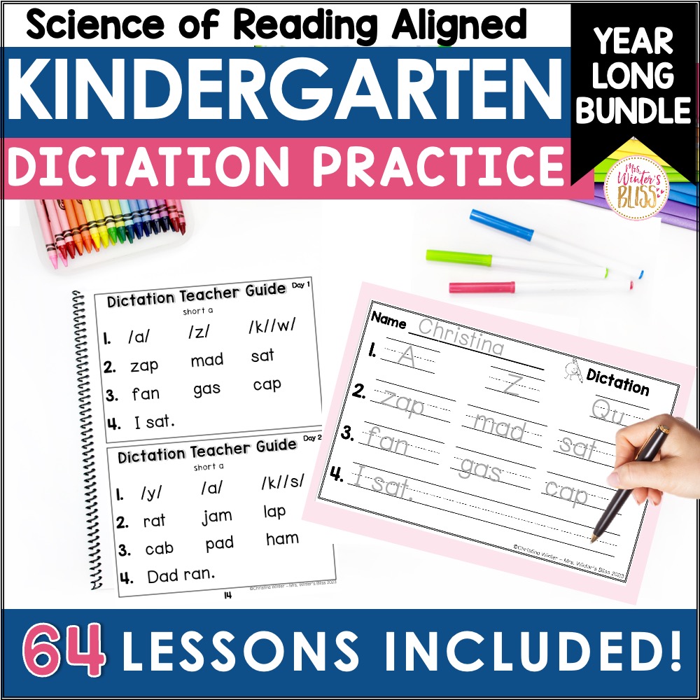 Kindergarten Dictation - Teacher Guide & Student Printables - Mrs