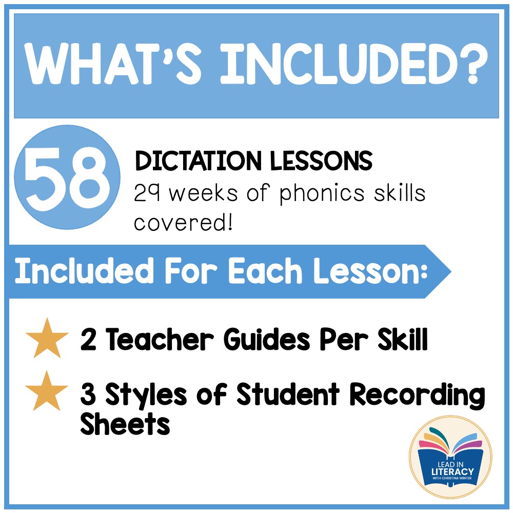 2nd Grade Dictation - Teacher Guide & Student Printable - Lead in