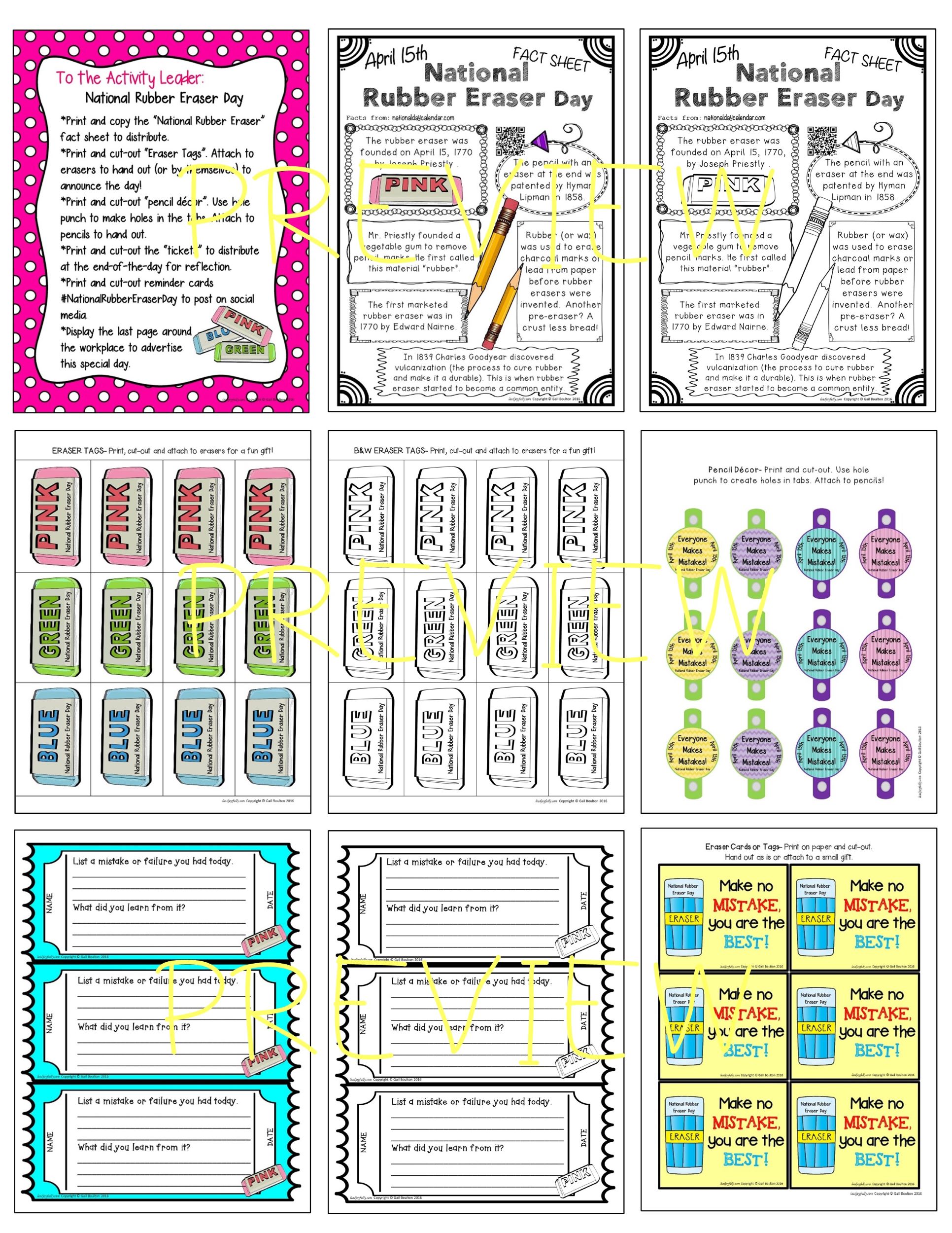 National Rubber Eraser Day (April 15th) Lead Joyfully