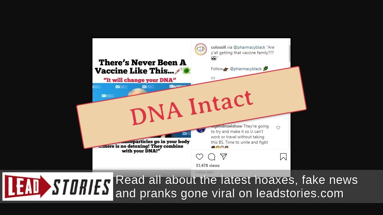 Fact Check COVID19 RNA Vaccine Will NOT Change Your DNA Lead Stories