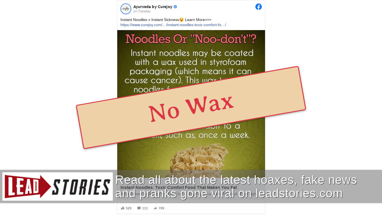 Instant Noodles Contain Wax Instant Noodle Mee Segera Instant Noodles