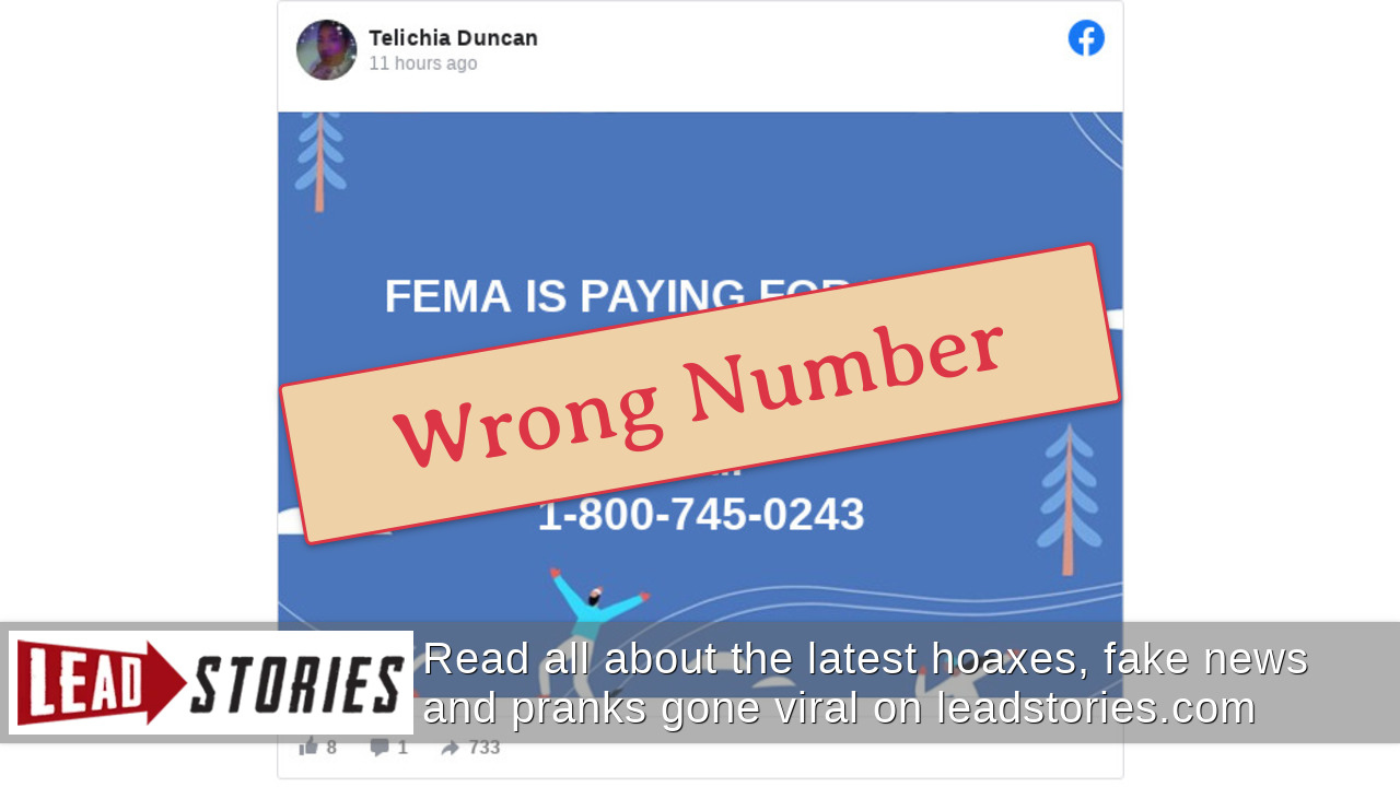 Fact Check Phone Number For FEMA To Pay For Hotel Rooms Is NOT Correct