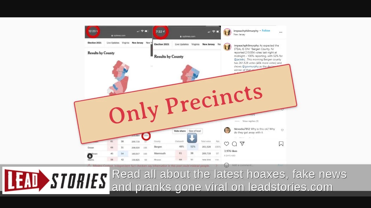 Fact Check Bergen County, NJ, Did NOT Add Unexplained Votes To Its