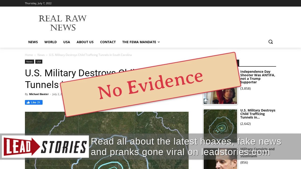 Fact Check NO Evidence US Military Destroyed Child Trafficking Tunnels