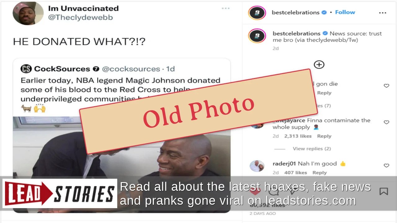 Fact Check Magic Johnson Did NOT Donate Blood To 'Help Underprivileged