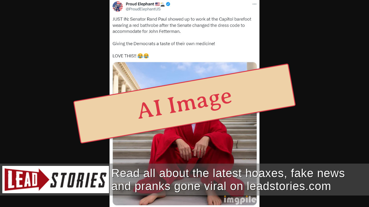 Fact Check Picture Does NOT Show Sen. Rand Paul In Bathrobe It's AI