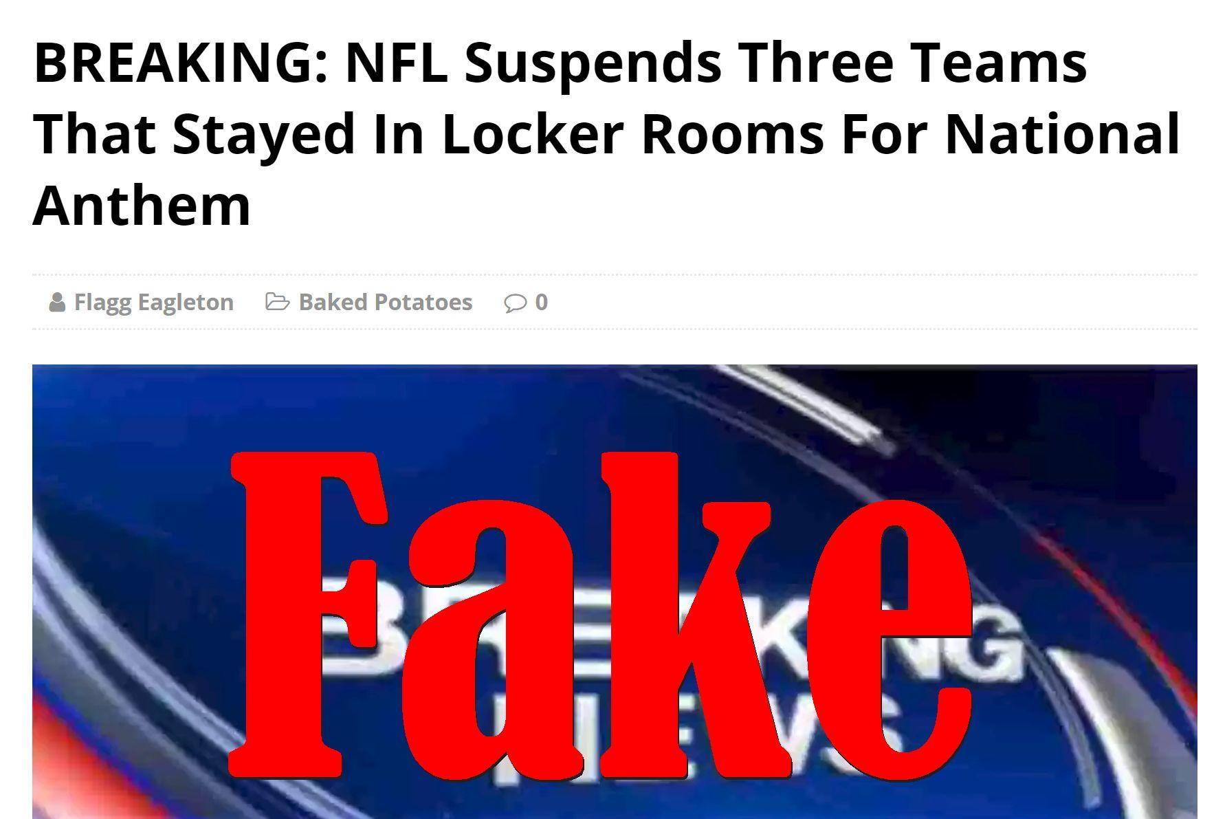 Fake News NFL Did NOT Suspend Three Teams That Stayed In Locker Rooms