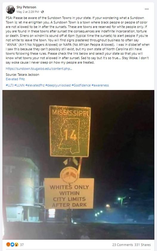 Fact Check Photo Is NOT A Current 'Whites Only Sundown Town' Sign It's From 2018 Movie