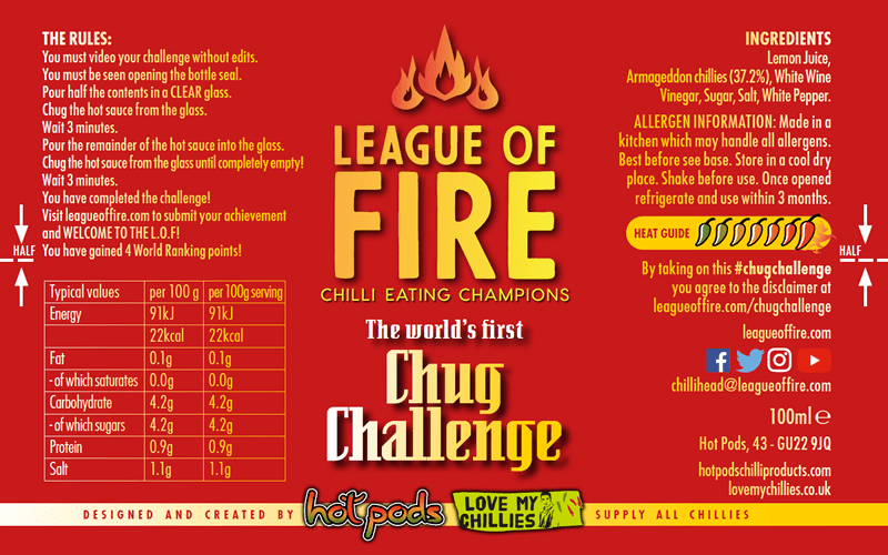 League Of Fire CHUG CHALLENGE Hot Sauce League Of Fire