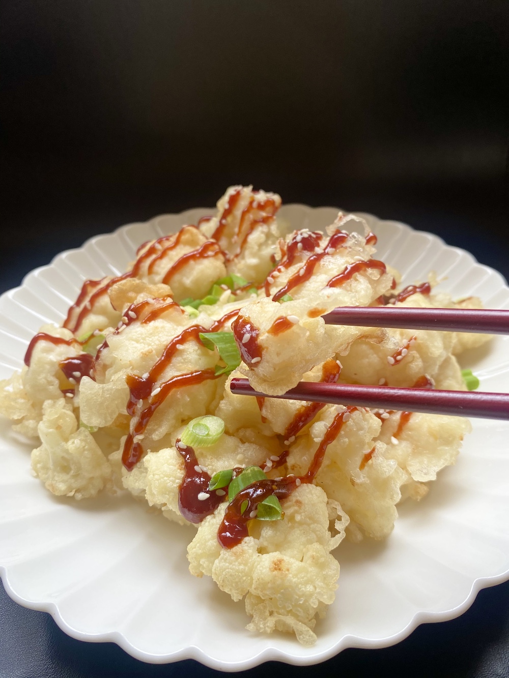 Cauliflower Tempura with Fig Sweet and Sour Sauce Lean Bellas Kitchen