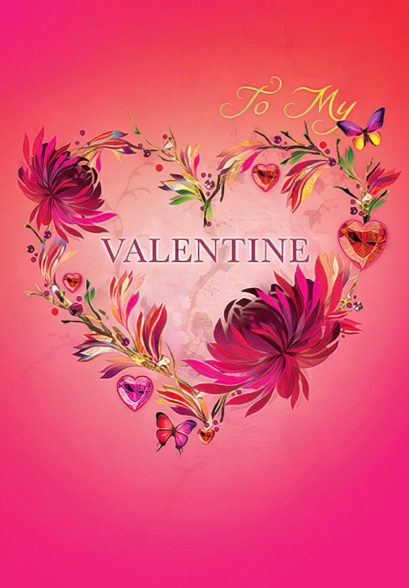 Valentine's Day Card 400855 Flowers in Heart Shape Valentin...