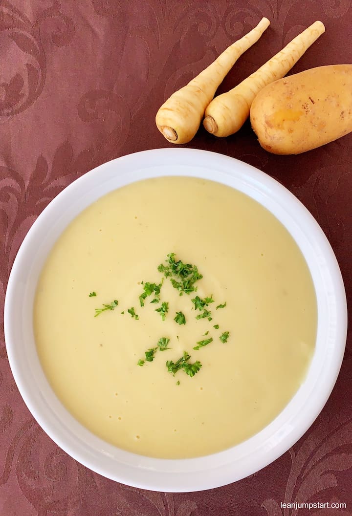 Parsnip Soup with Potatoes an easy high fiber meal (30 minutes)