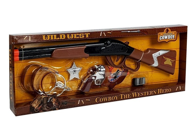 Cowboy Set Lever Action Rifle Colt Revolver Sheriff Badge Toys