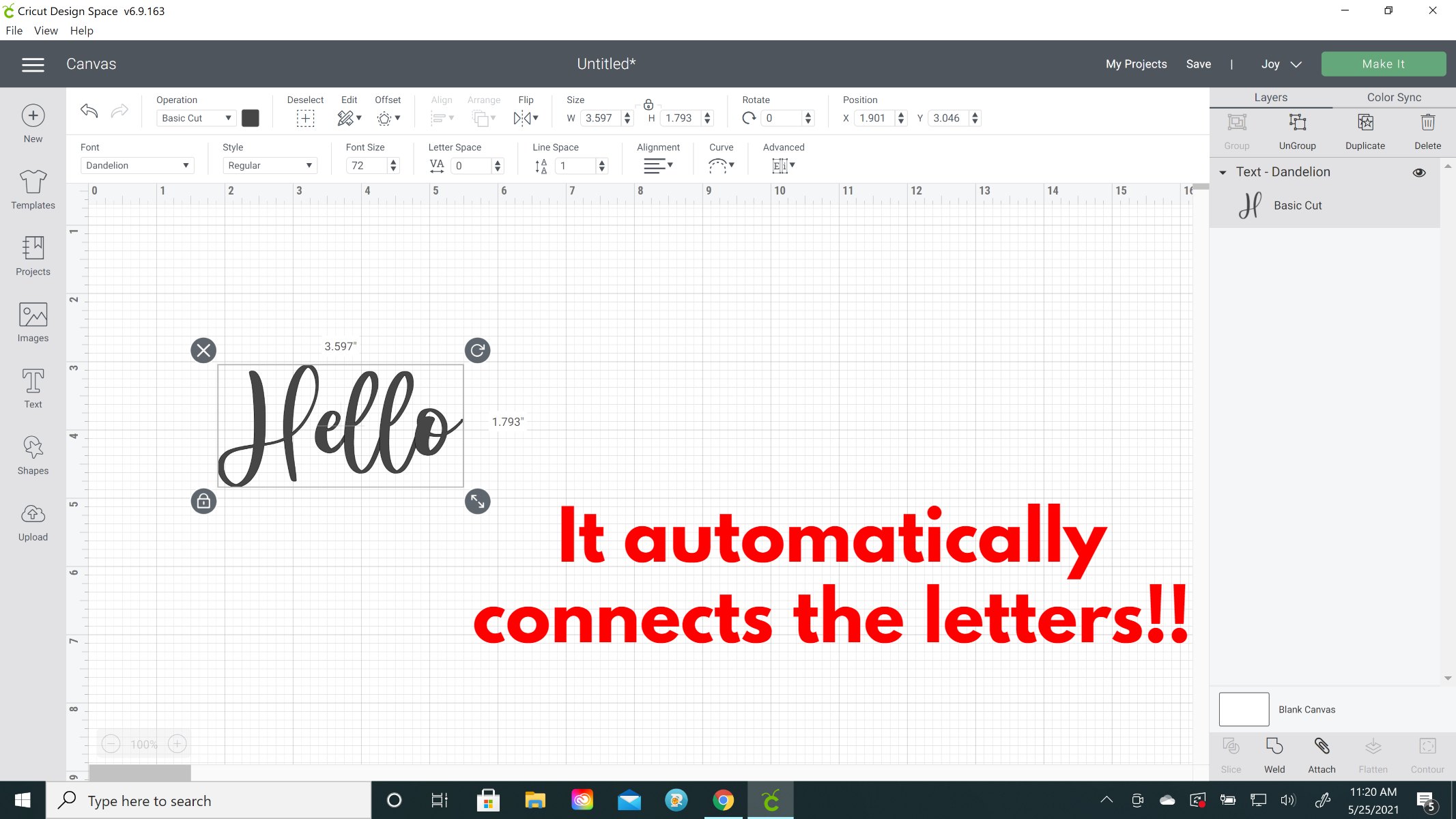 How to Connect Letters on Cricut with the Kerned Feature! Leap of