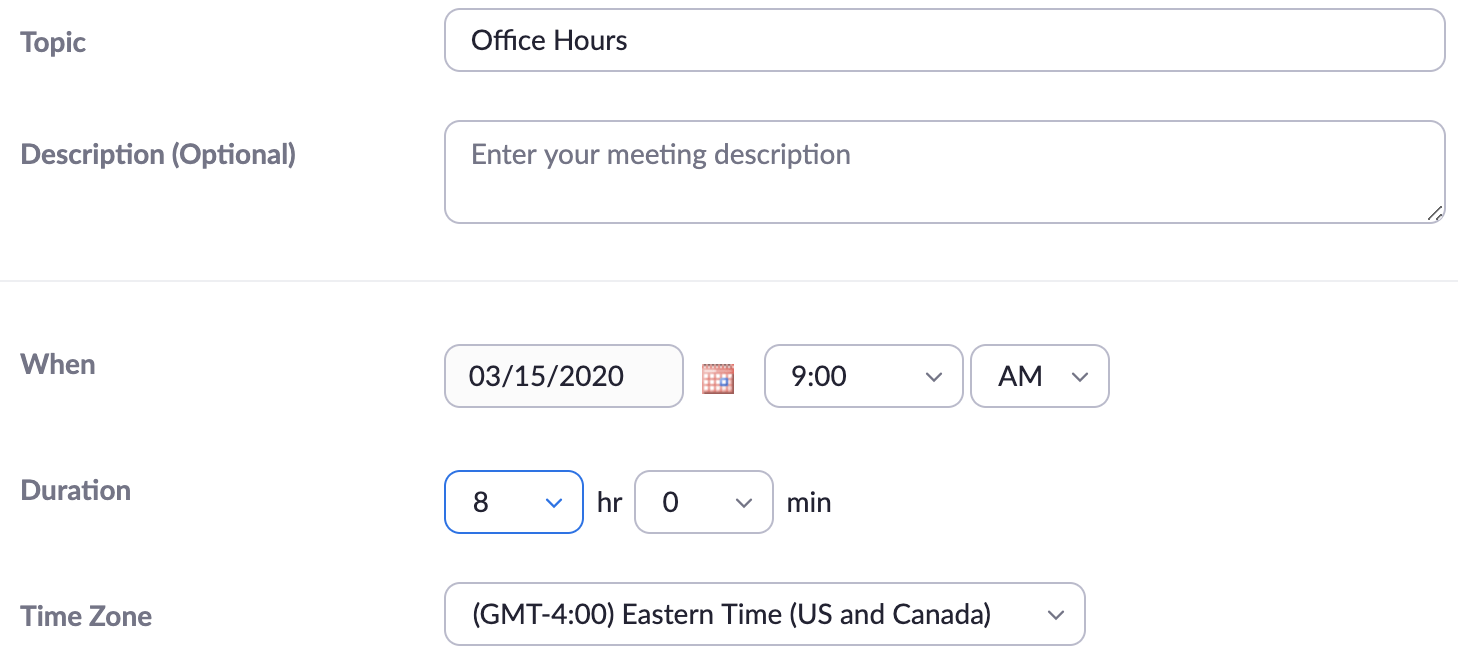 Scheduling Zoom Office Hours Learning Technologies Resource Library
