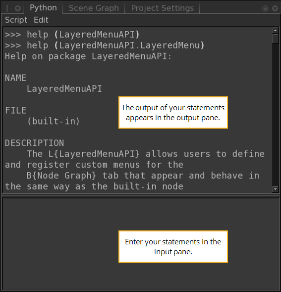 Using the Python Tab
