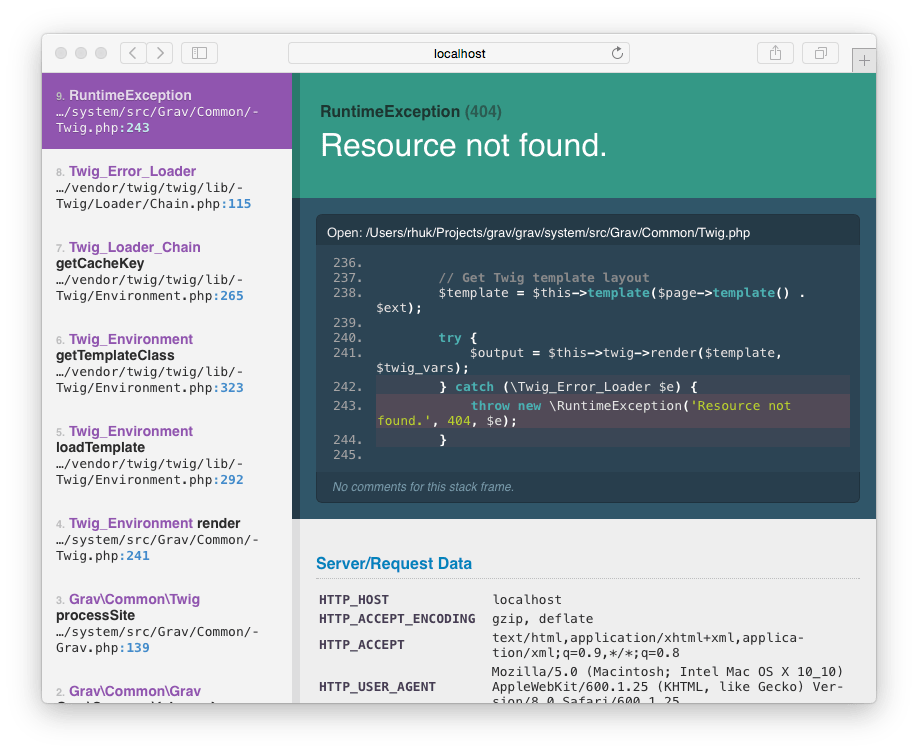 Debugging & Logging Grav Documentation