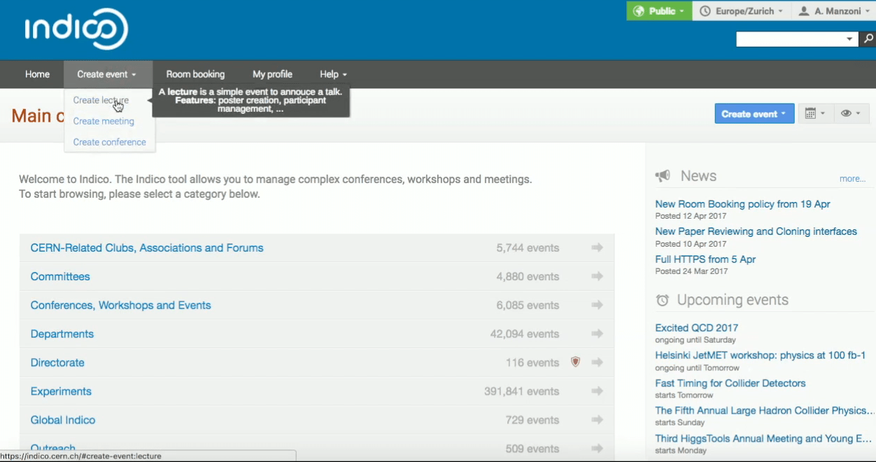 Creating a Lecture Learning Indico