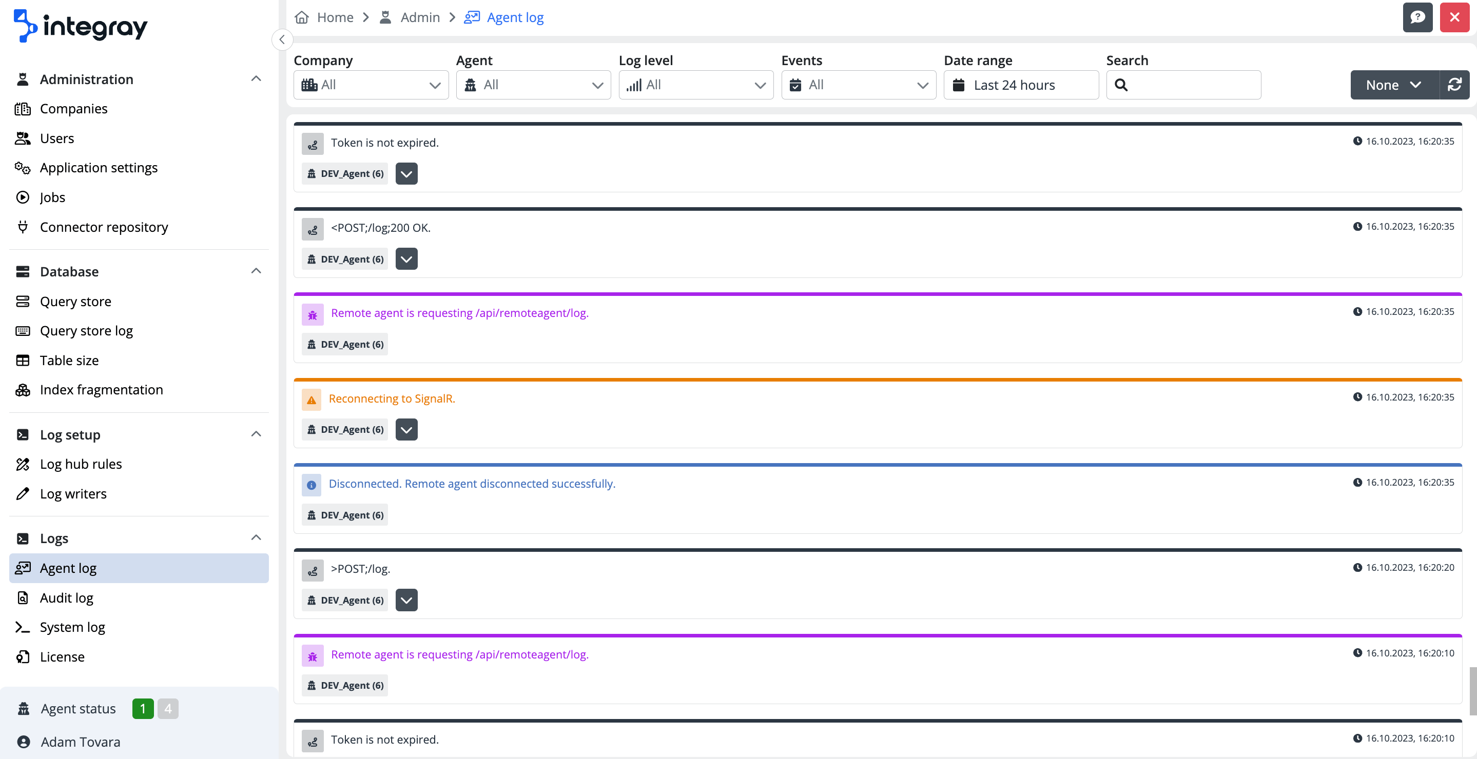 Agent log Help center