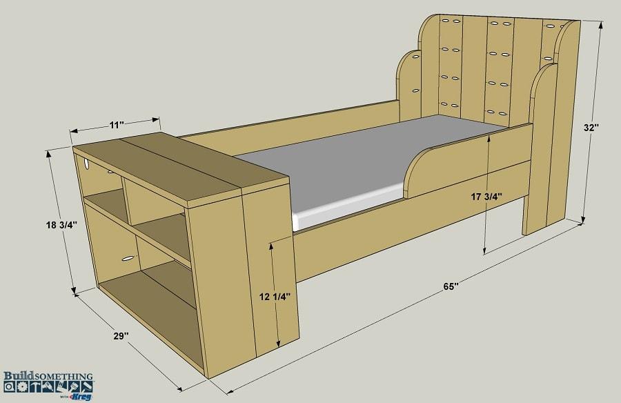 Toddler Bed with BuiltIn Shelves Kreg Tool