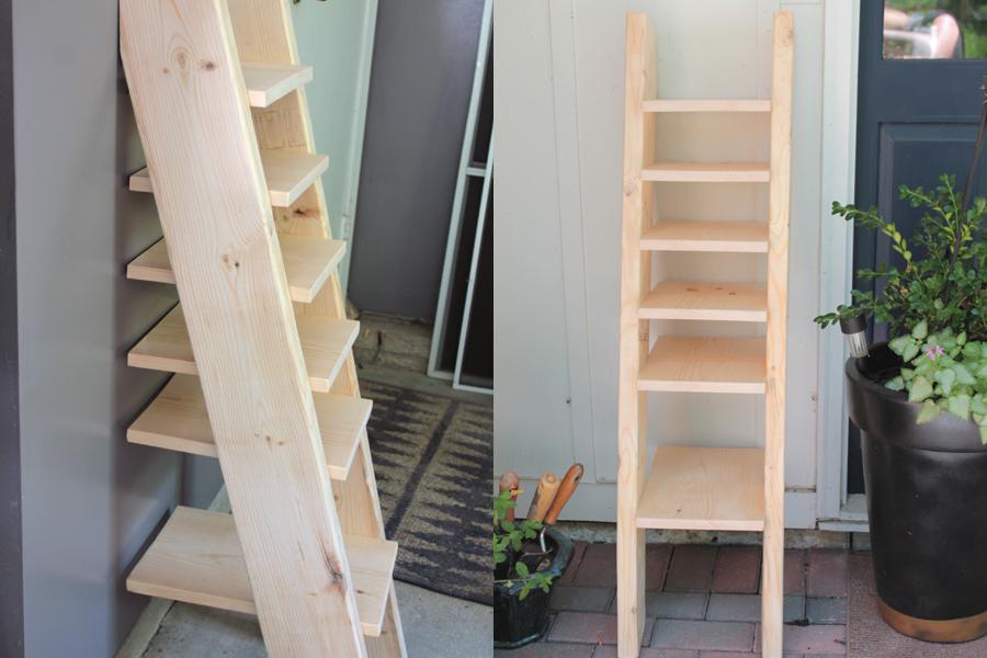 Rustic Ladder Shoe Shelf Kreg Tool