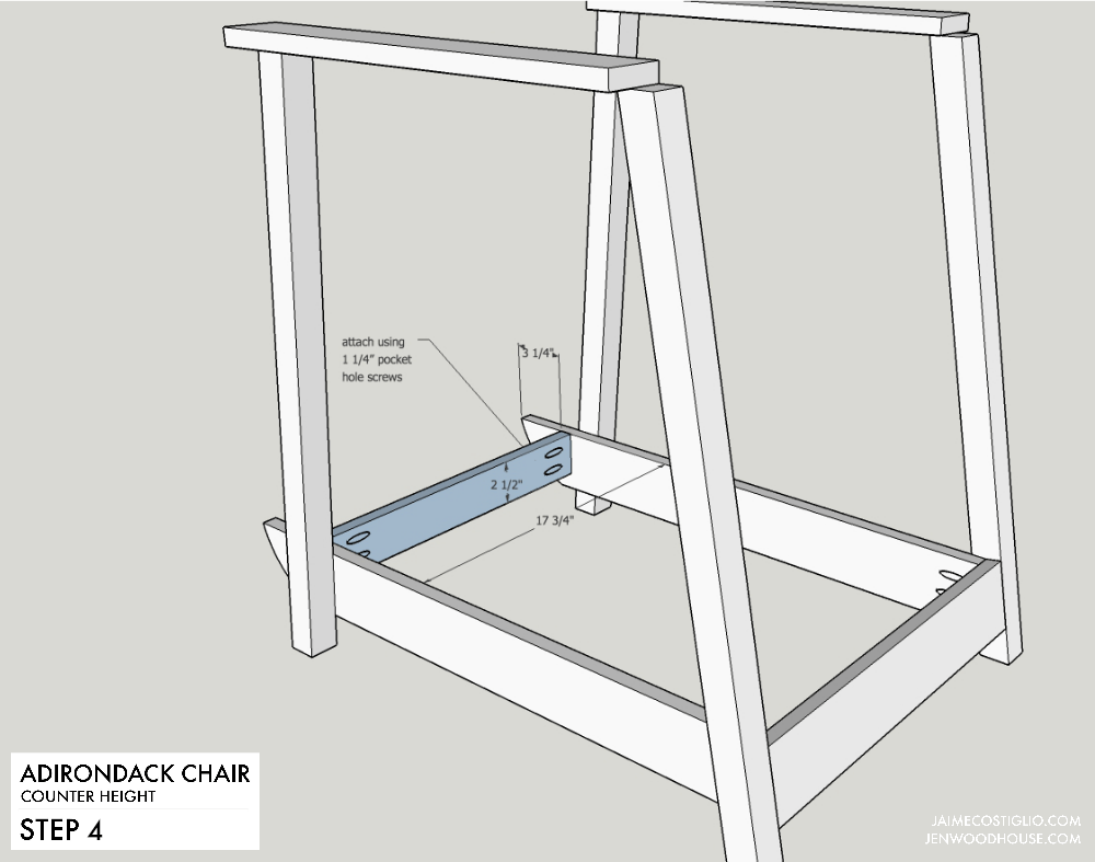 DIY Counter Height Adirondack Chair Free Project Plan