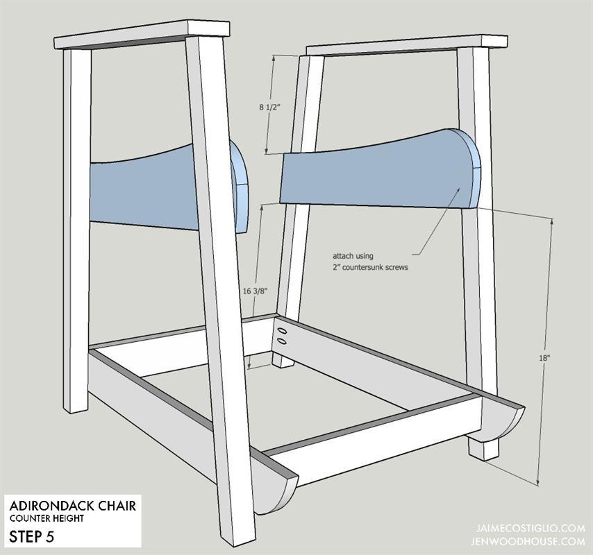 DIY Counter Height Adirondack Chair Free Project Plan