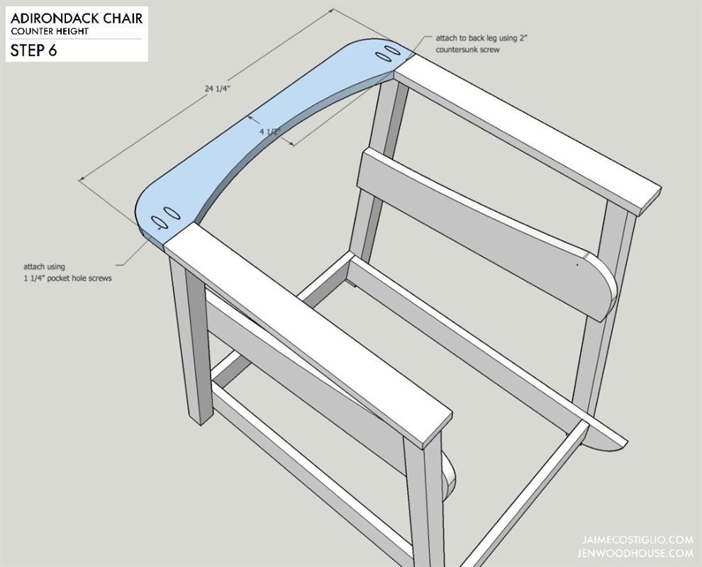 DIY Counter Height Adirondack Chair Free Project Plan
