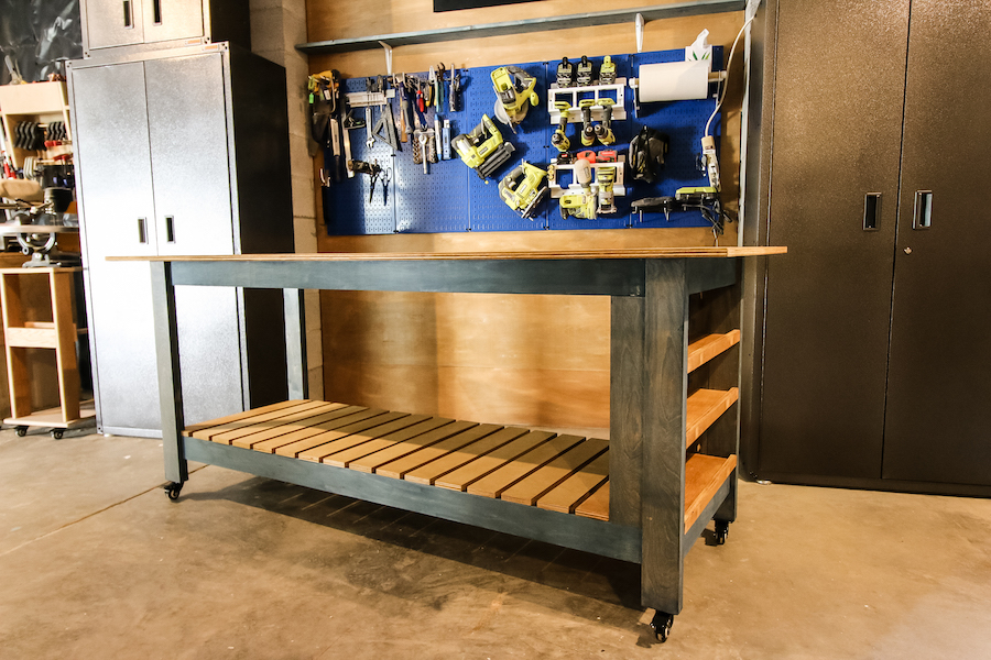 Mobile Plywood Workbench with Storage Kreg Tool