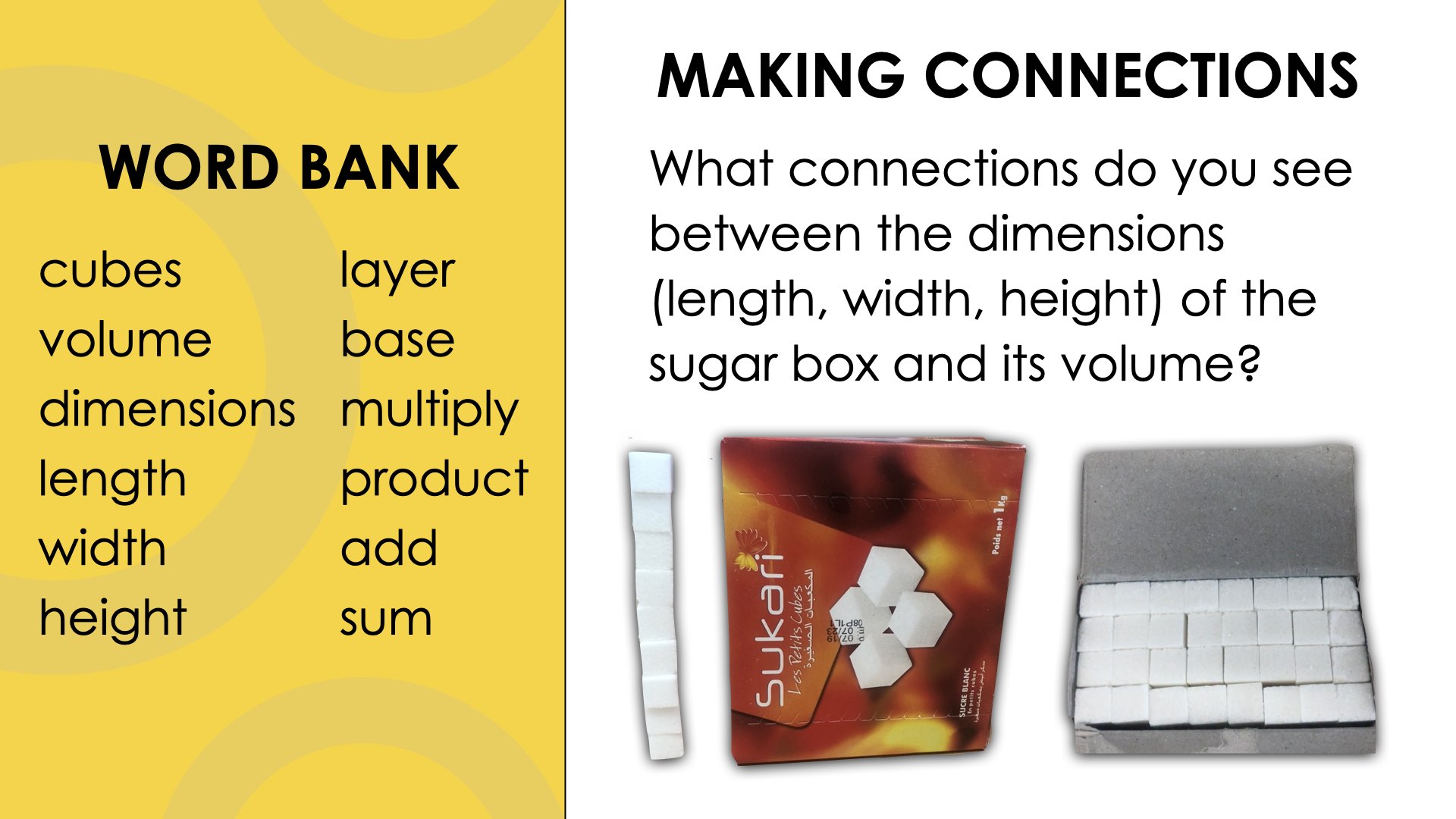 Sugar Cubes Problem Based Lesson Volume of Rectangular Prisms