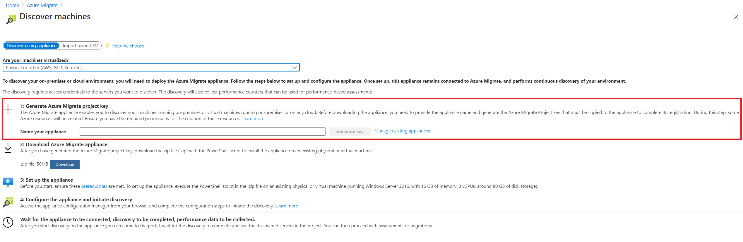 Ermitteln physischer Server mit der Ermittlung und Bewertung von Azure