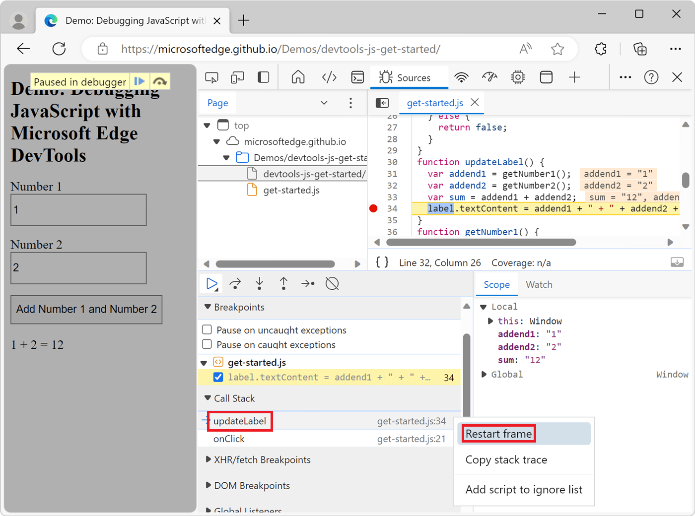 JavaScriptDebugfeatures Microsoft Edge Developer documentation Microsoft Learn