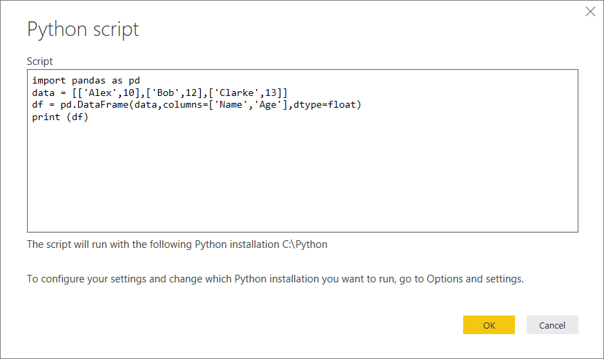 Ausführen von PythonSkripts in Power BI Desktop Power BI Microsoft