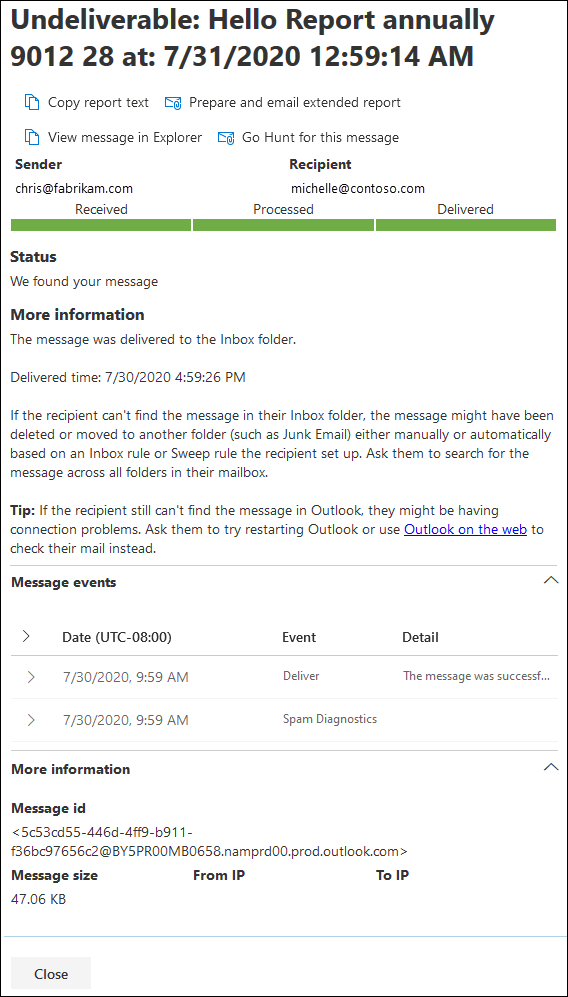Run a message trace to check an email delivery status BEMO Docs