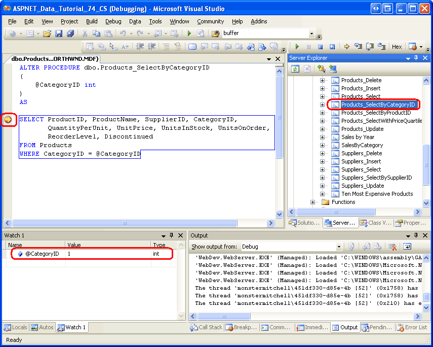 Debugging Stored Procedures (C) Microsoft Learn