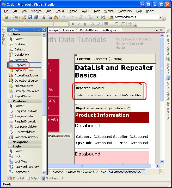 Displaying Data with the DataList and Repeater Controls (VB