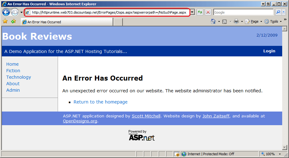 Displaying a Custom Error Page (C) Microsoft Learn