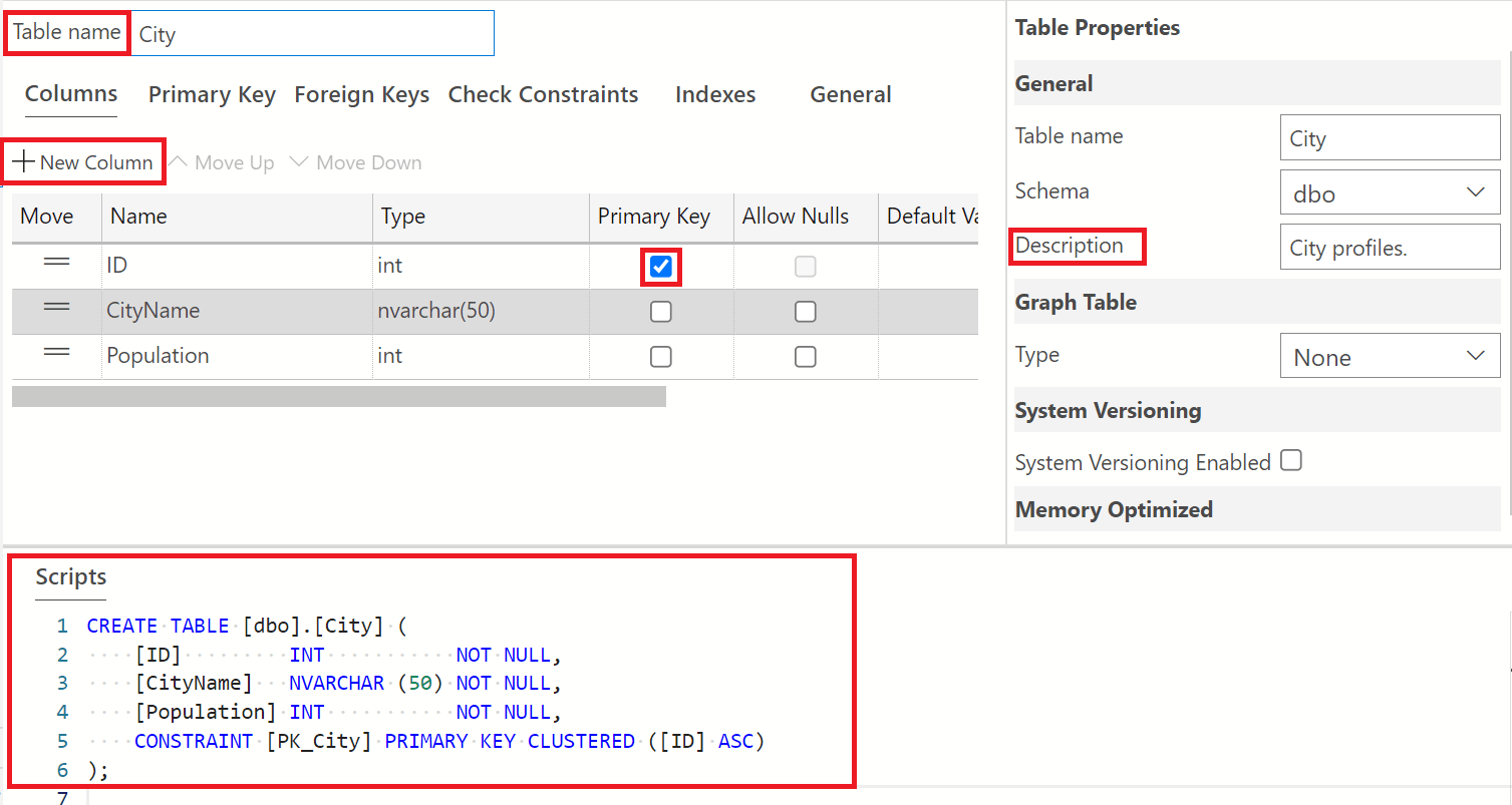 Creating and managing tables in Azure Data Studio Azure Data Studio
