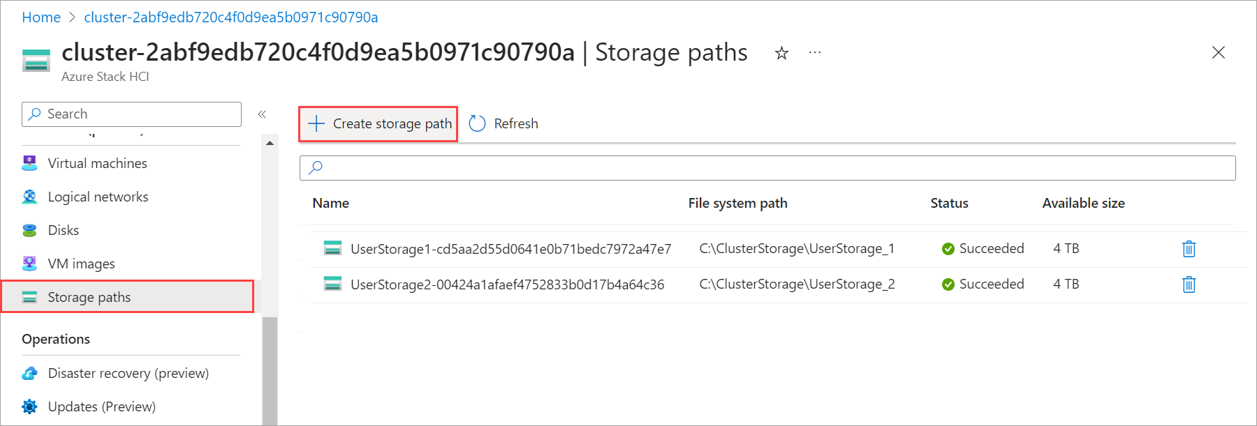Create storage path for Azure Stack HCI virtual machines images Azure