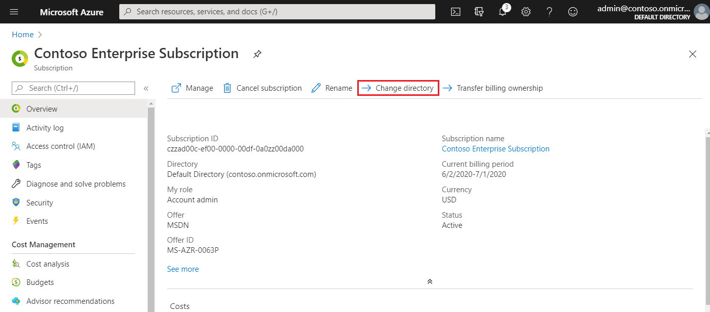 Add an existing Azure subscription to your tenant Azure AD