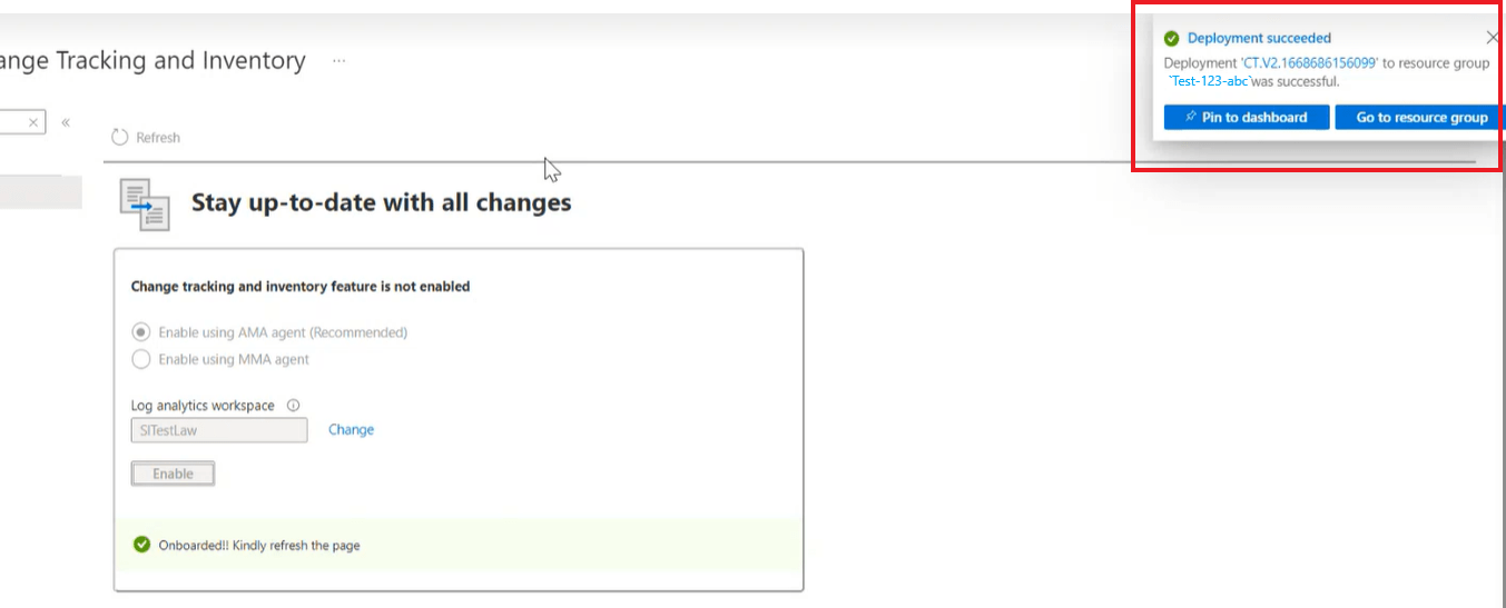 Enable Azure Automation Change Tracking for single machine and multiple