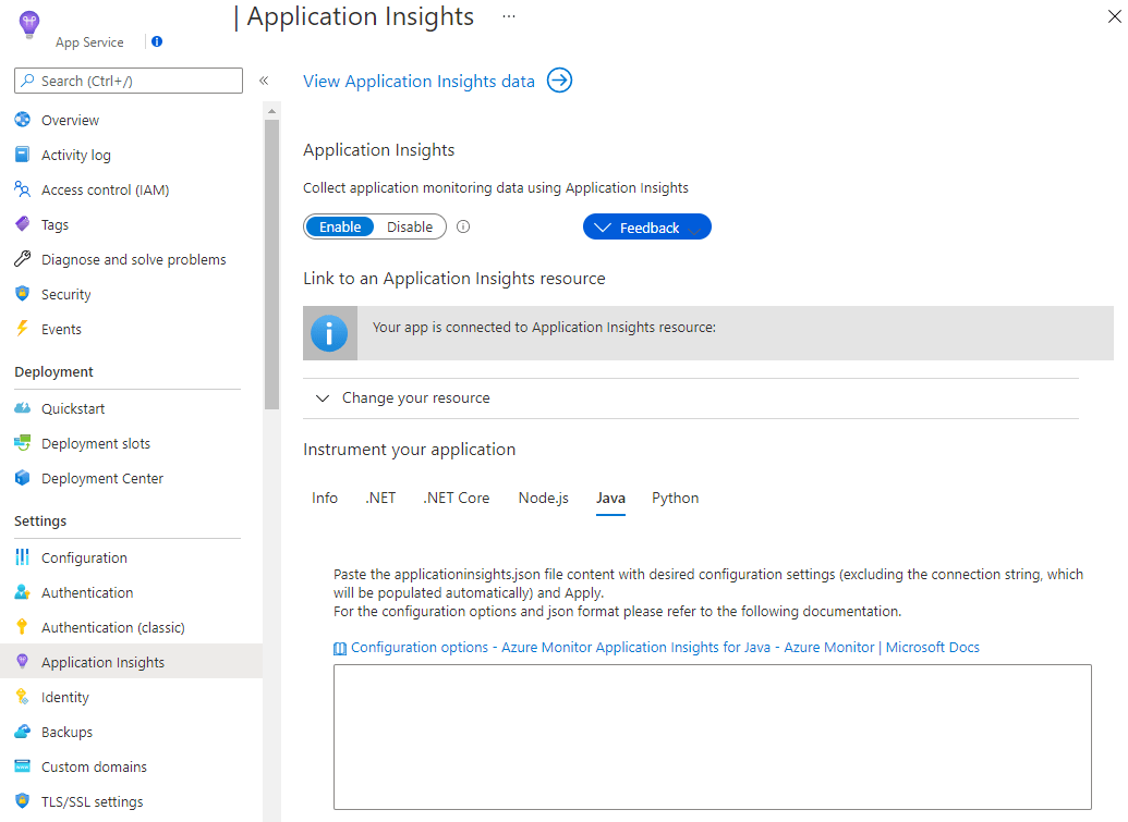 Enable application monitoring in Azure App Service for Node.js