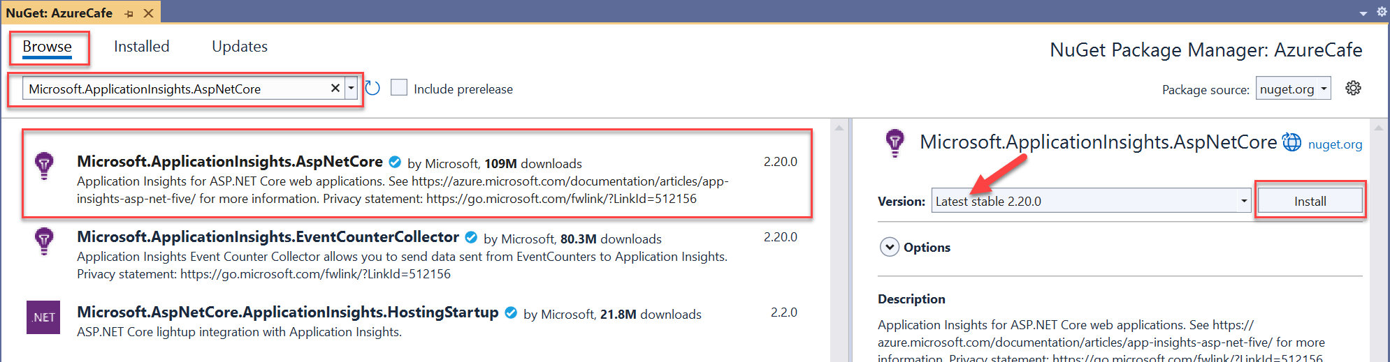 Application Insights SDK for Core applications Azure Monitor