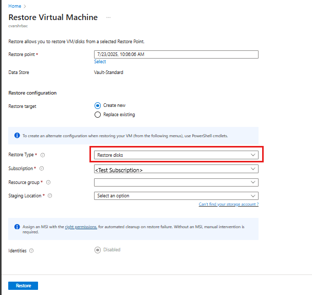 EasyReliableDBA How to restore Azure VM data in Azure portal