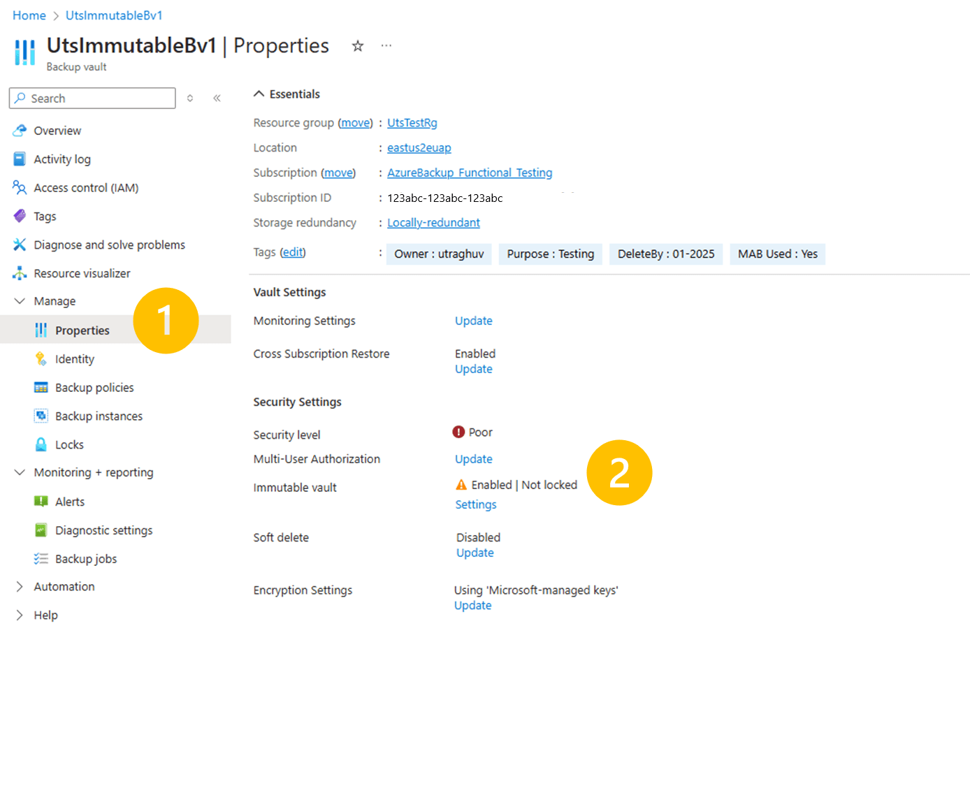 How to manage Azure Backup Immutable vault operations Azure Backup
