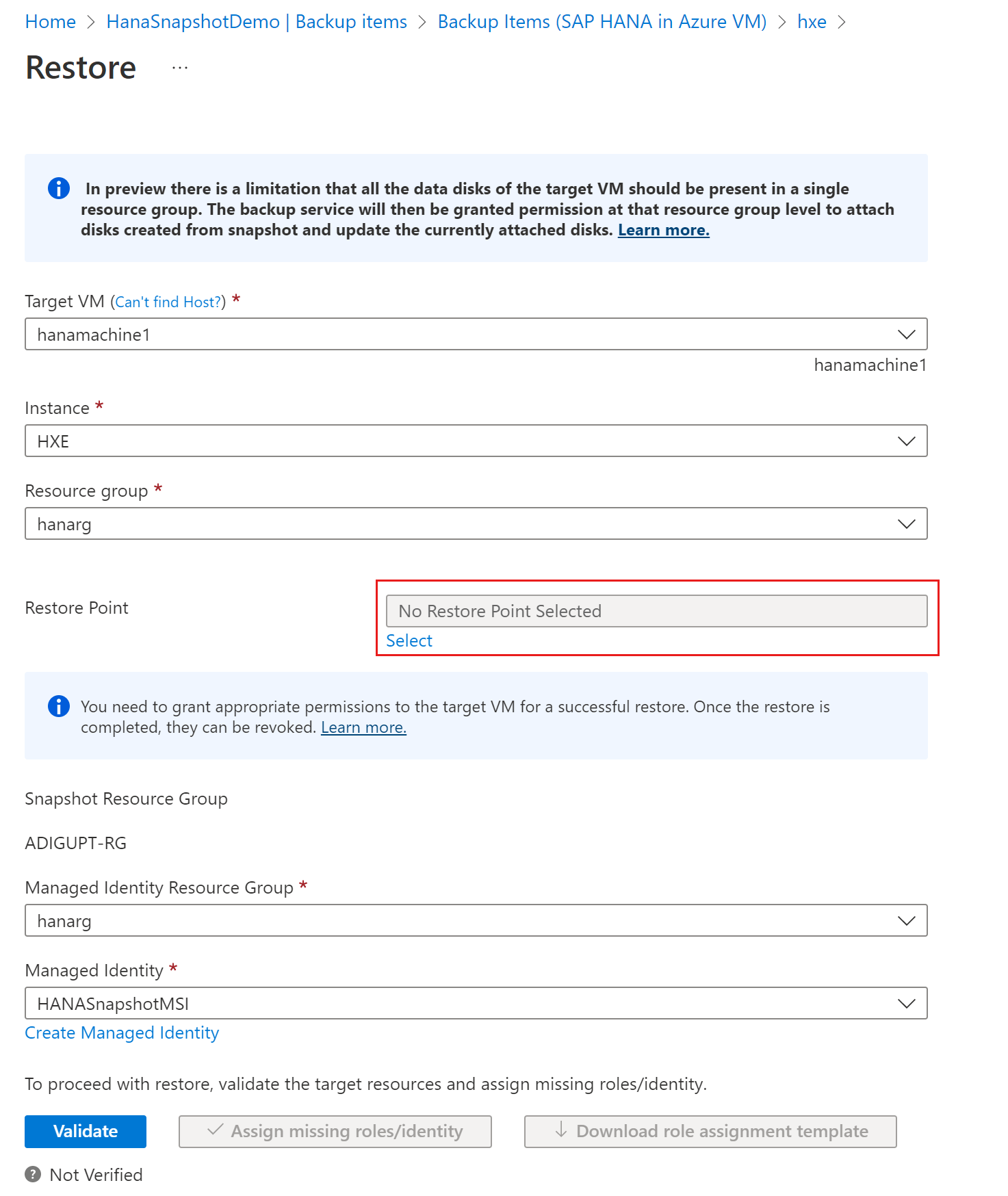 Restore SAP HANA database instances on Azure VMs Azure Backup