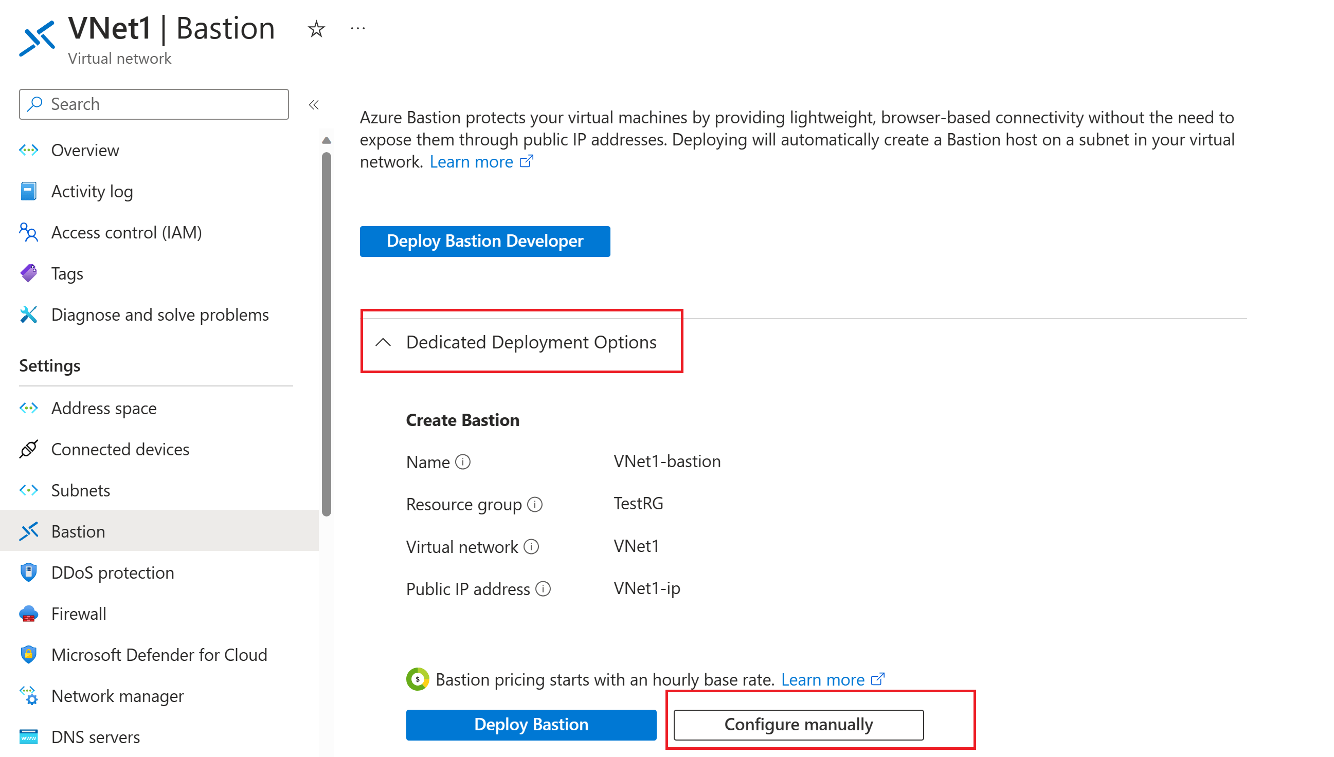 Tutorial Deploy Azure Bastion using specified settings Azure portal