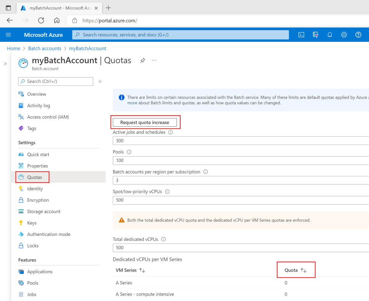 Service quotas and limits Azure Batch Microsoft Learn